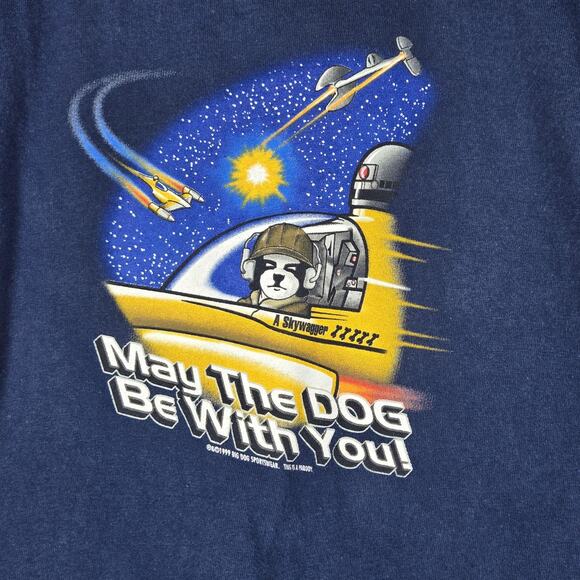 Little Big Dogs T Shirt Kid 6/7 Vintage 1999 May The Dog Be With You Star Parody - Picture 2 of 6